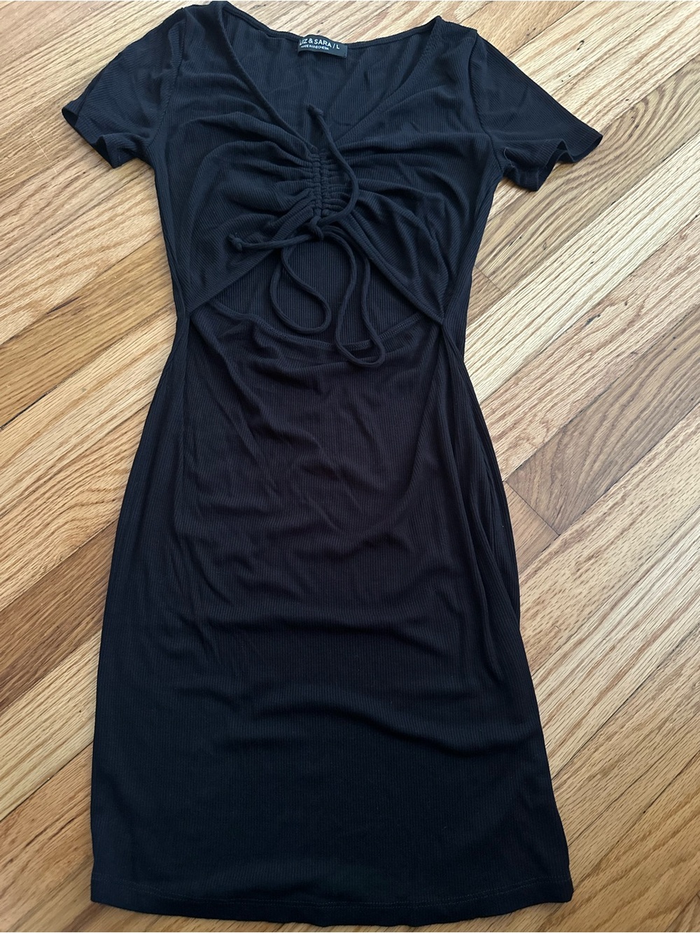 A New Day Black Short-Sleeve Ruched Bodycon Dress